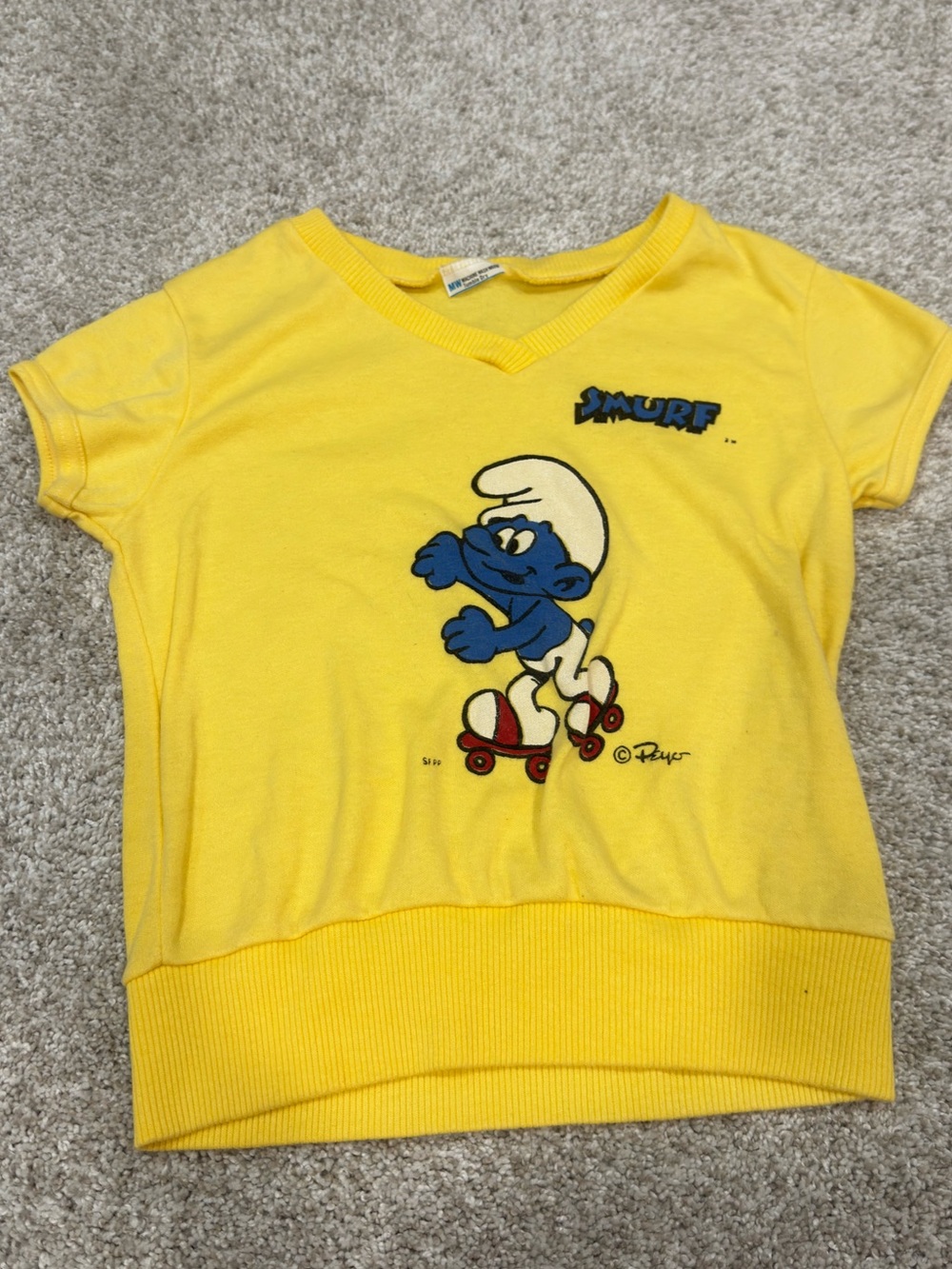 Yellow Smurf Graphic Crop Top